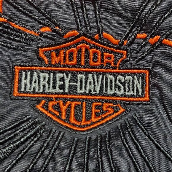 Harley-Davidson Dallas Embroidered Jacket XL Luna Pier Nylon/Polyester Black & O - Picture 1 of 11